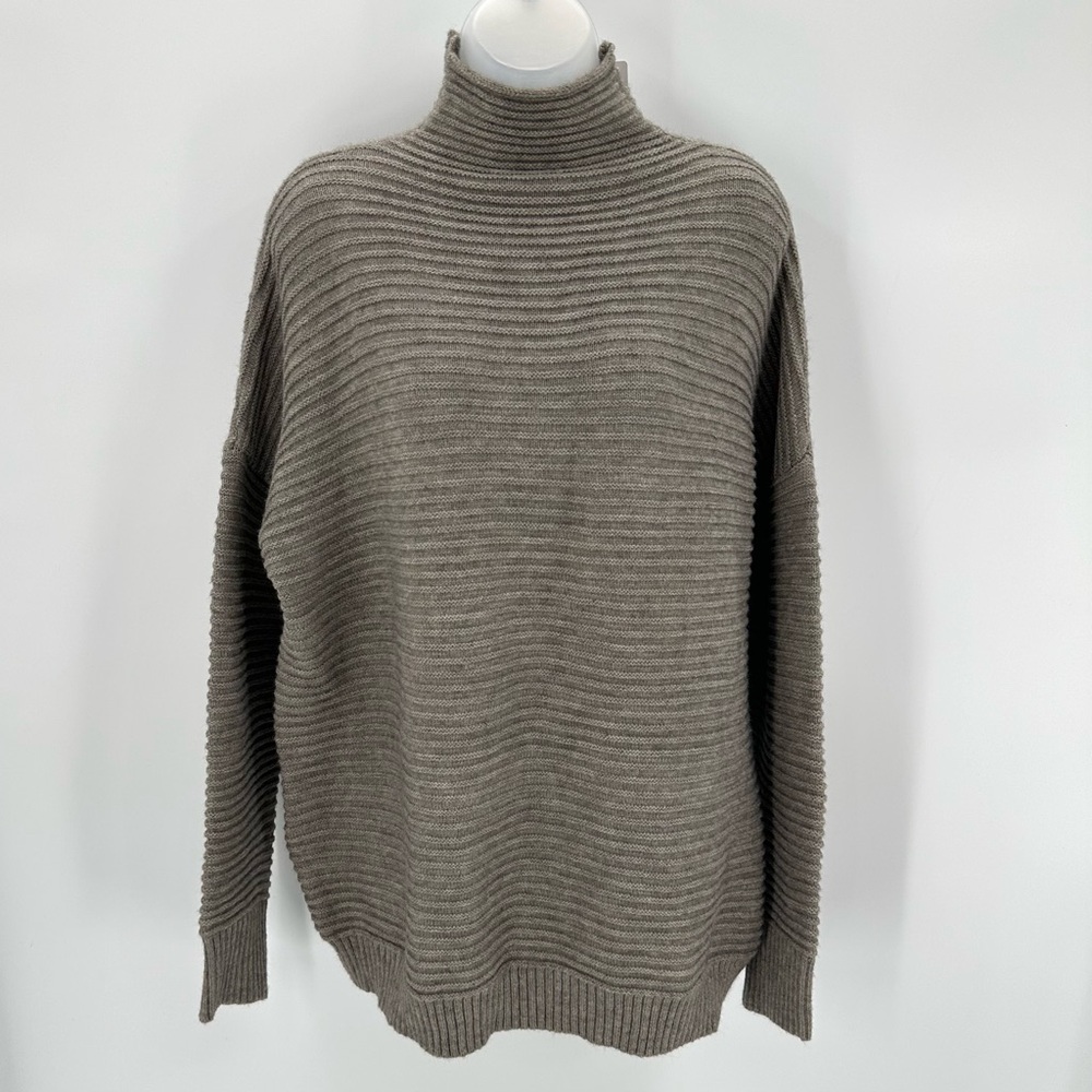 Doe & Rae Sweater Women’s S Knit Relaxed RAYA RIB Grayish Brown Pullover NEW